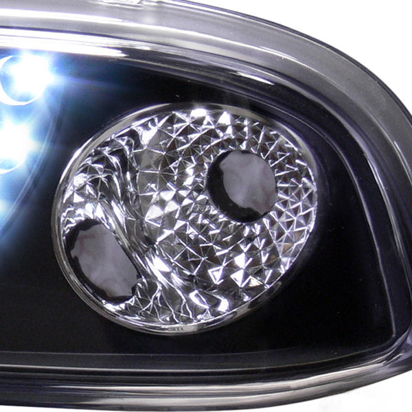 Black Drl Halo LED Projector Headlights K2 For 1998-2004 Chevy S10  Blazer/Pickup